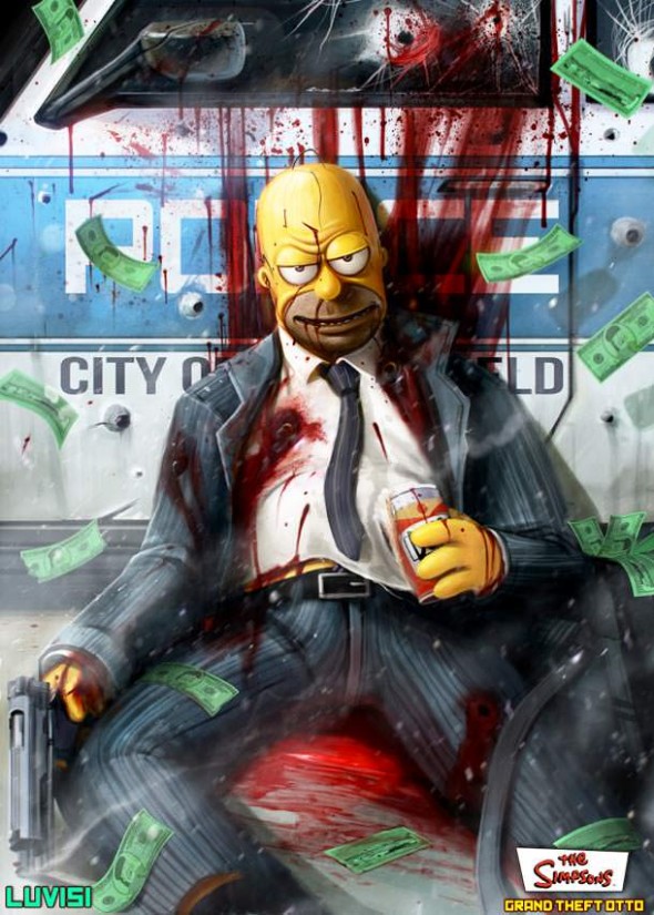  Grand Theft Simpsons ~ As ilustrações de Dan LuVisi